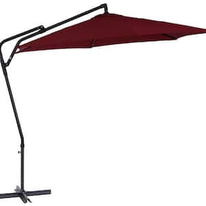 Solward 10 ft. Cantilever Tilt Patio Umbrella in Wine red