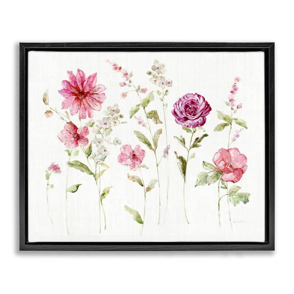 Blooming Rose Sprigs by Sally Swatland Black Floater Frame Nature Graphic Art Print 17 in. x 21 in.