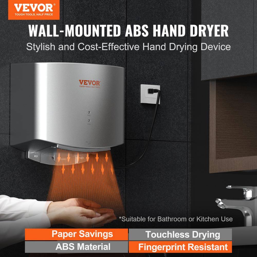 Compact Silver ABS Automatic Hand Dryer with High-Speed Motor