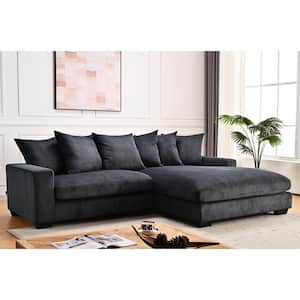 Payan 102 in. Square Arm 2-Piece Polyester L-Shaped Sectional Sofa in Black with Chaise