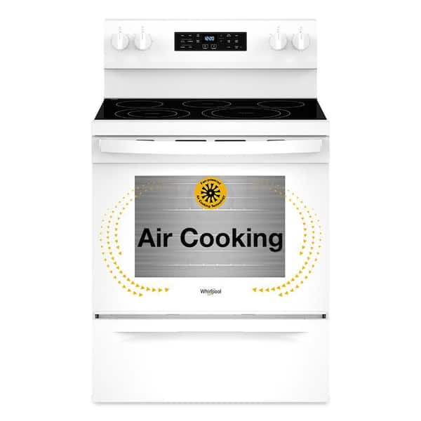 Whirlpool 30 in. 5- Element Freestanding Electric Range in White with Air Cooking Technology