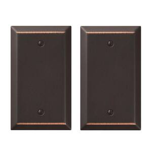 Metallic 1 Gang Blank Steel Wall Plate - Aged Bronze (2-Pack)