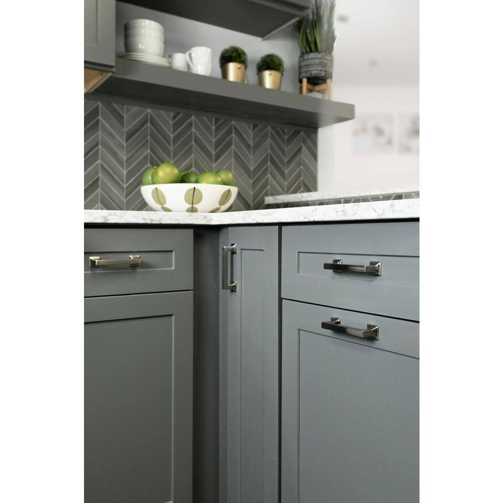 Satin Nickel Modern Cabinet Pull with Mounting Hardware