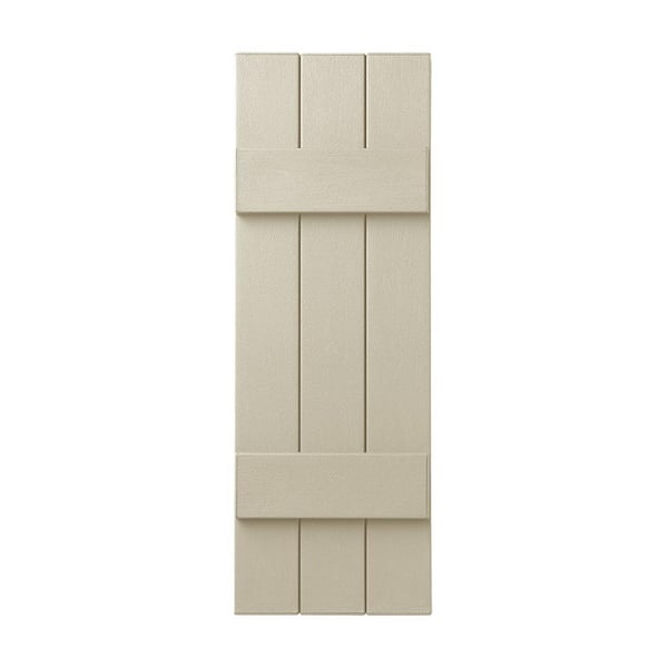Ply Gem 11 in. x 39 in. Polypropylene Plastic 3-Board Closed Board and Batten Shutters Pair in Sand Dollar