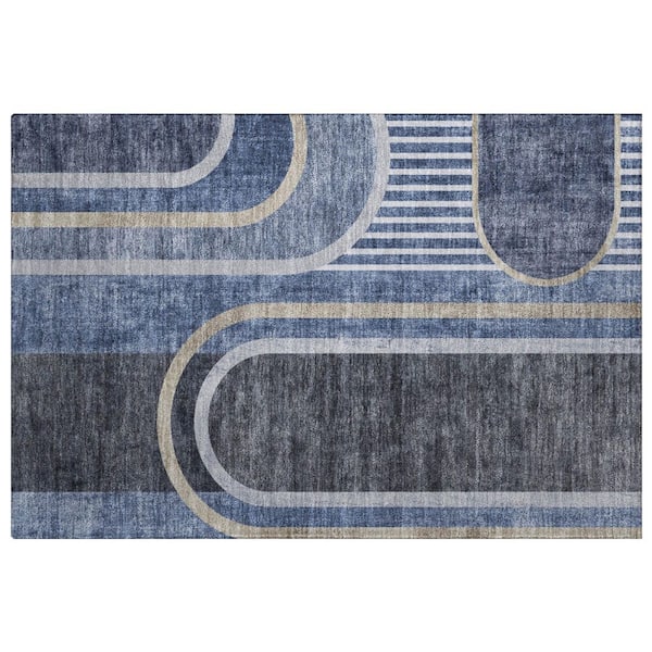 Dream Shag Premium Machine Washable Abstract ADS532 Navy 2 ft. x 3 ft. Accent Rug