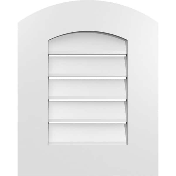 16 in. x 18 in. Arch Top Surface Mount PVC Gable Vent: Decorative with Standard Frame