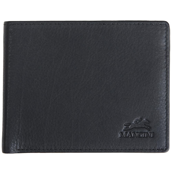 MANCINI Monterrey Collection Black Leather RFID Secure Wallet with Coin ...