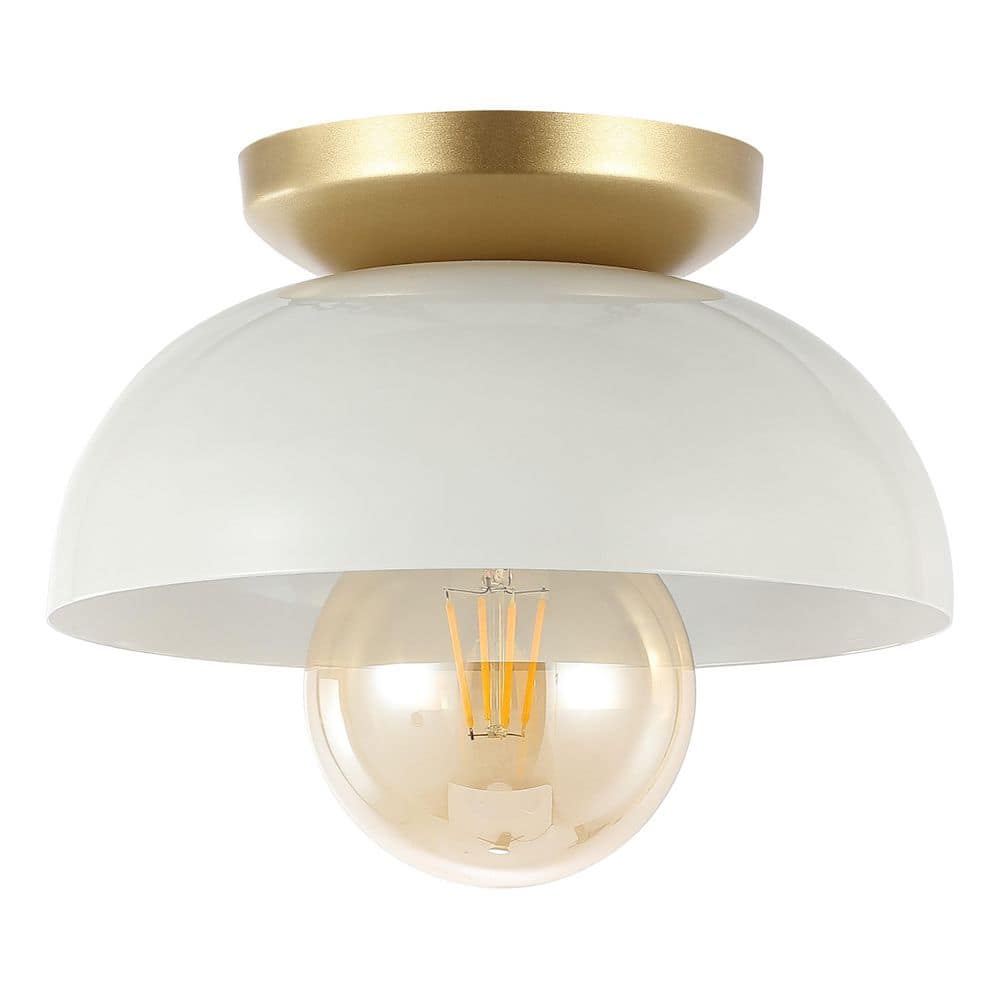 Paulina 8.5" White and Gold LED Flush Mount Ceiling Light