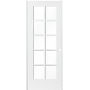 30 in. x 80 in. Shaker 10-Lite Primed Left-Hand Low-E Glass MDF Wood Clear Composite Single Prehung Interior Door