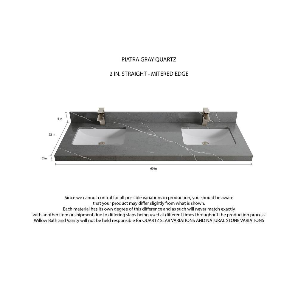 Navy Blue Double Sink Freestanding Vanity with Gray Quartz Top
