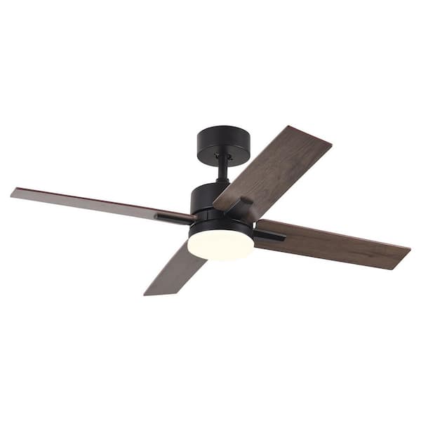 FIRHOT 44 in. LED Indoor Black Smart Ceiling Fan with Lights and Remote Control 3-Colors Temperature and Reversible DC Motors