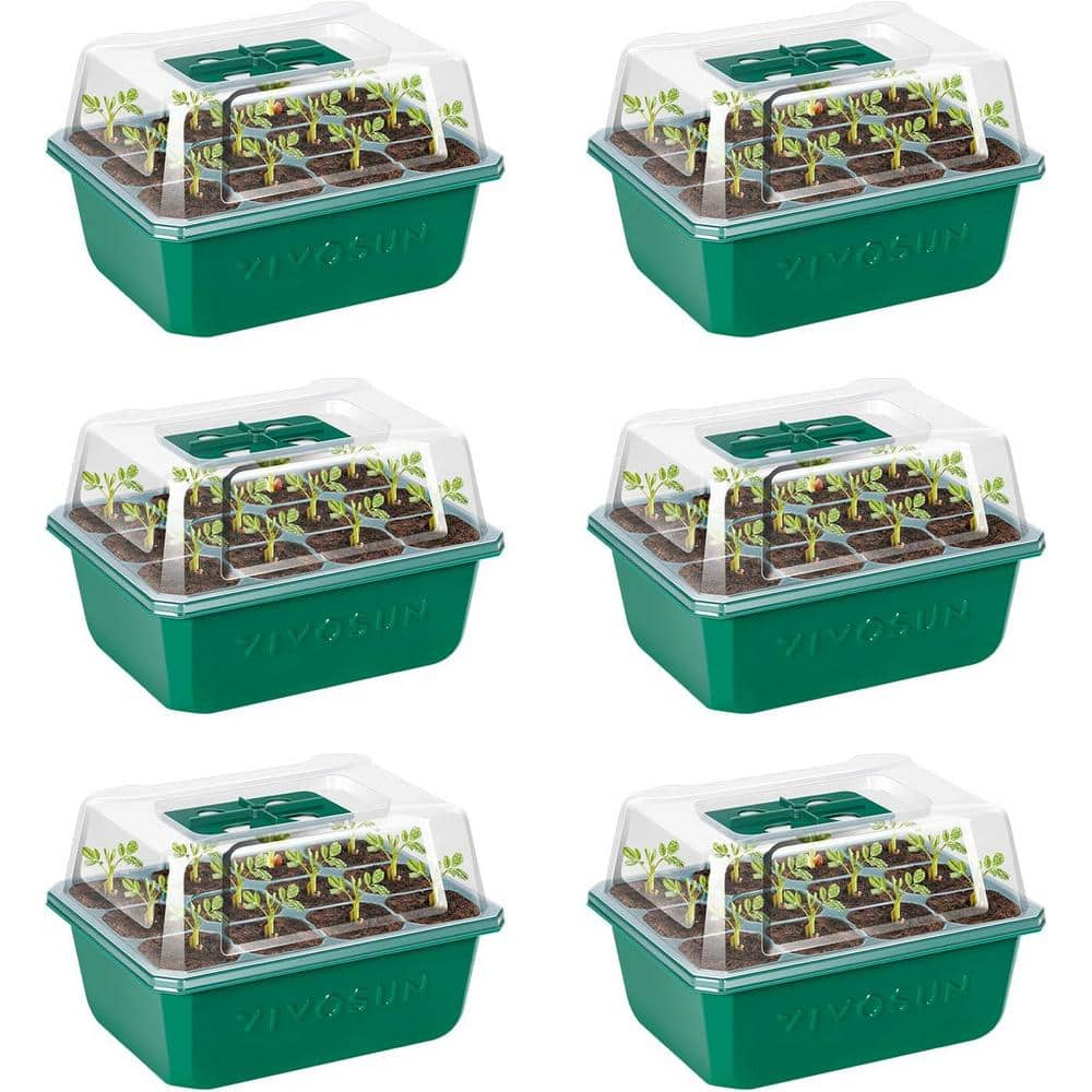 VIVOSUN Indoor/Outdoor Reusable 72-Cell Seed Starter Kit Trays With ...