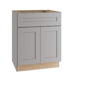 Tremont Pearl Gray Painted Plywood Shaker Assembled Sink Base Kitchen Cabinet Soft Close 24 in W x 21 in D x 34.5 in H