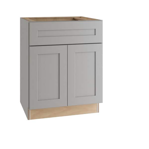 Home Decorators Collection Tremont Pearl Gray Painted Plywood Shaker Assembled Base Kitchen Cabinet Soft Close 24 in. W x 24 in. D x 34.5 in. H