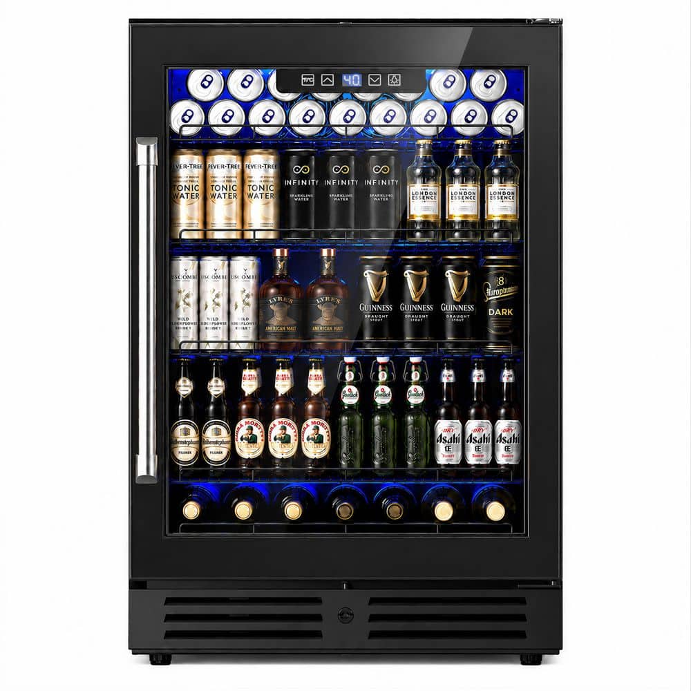 23.4 in. Single Zone 180-Cans Freestanding/Built-in Beverage Cooler in Black with Reversible Door, Carbon Filter price history on PriceWatchPro