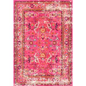 Anabel Distressed Floral Pink 5 ft. x 8 ft. Area Rug