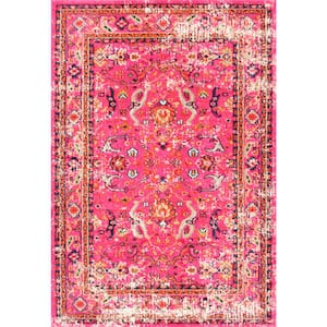 Anabel Distressed Floral Pink 8 ft. x 11 ft. Area Rug