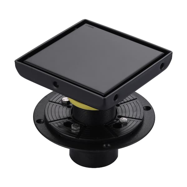 ARCORA Square Hair Catchers and Strainers 3 in. x 5.9 in. X 5.9 Matte Black Stainless Steels Decorative Drain Cover