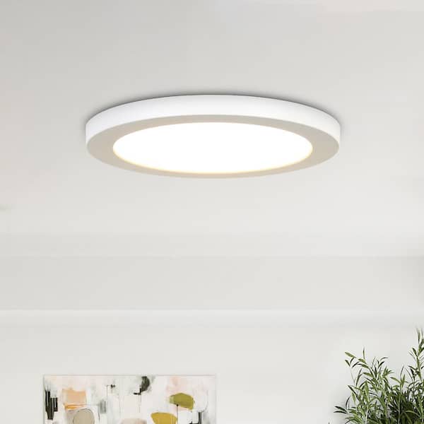 7.1 in. 12-Watt White 900 Lumens Integrated LED Round Flat Panel Flush Mount with Switchable Color Temperature 5CCT