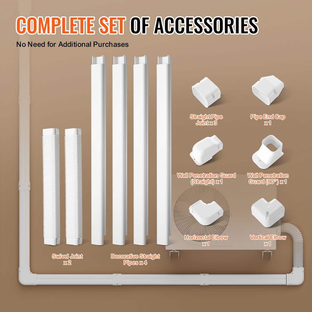 White PVC Decorative Air Conditioner Line Set Cover Kit