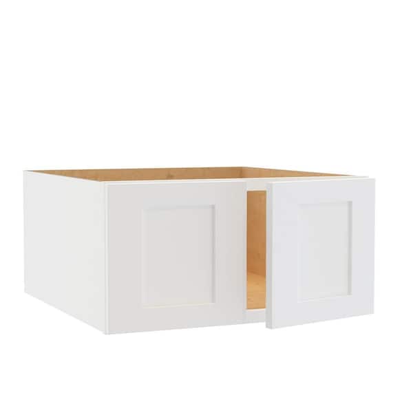Home Decorators Collection Newport 27 in. W x 24 in. D x 12 in. H Assembled Plywood Wall Bridge Kitchen Cabinet in Pacific White with Soft Close