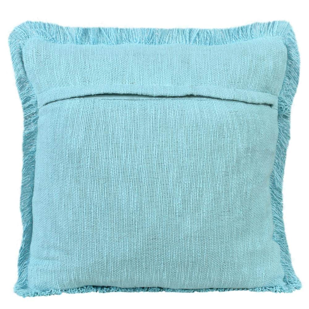 Casper Light Blue Cotton Fringed 20" Square Throw Pillow Set