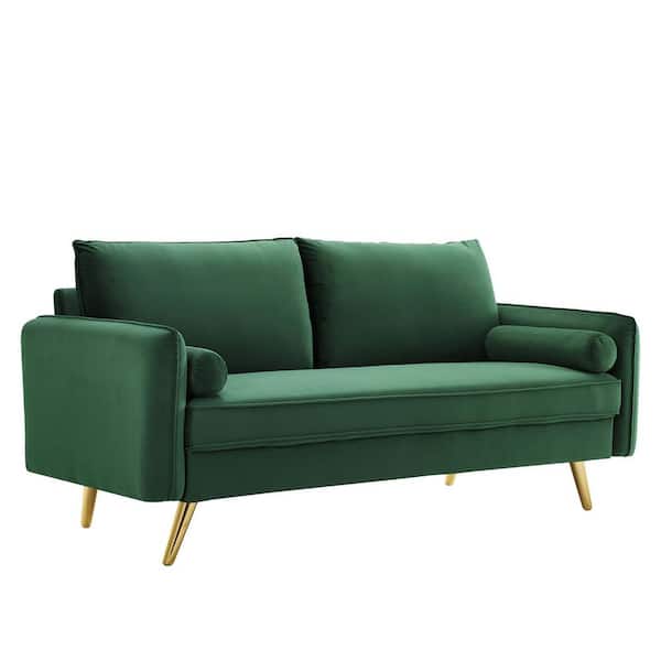 MODWAY Revive 72 in. Emerald Velvet 3-Seater Lawson Sofa with Square Arms
