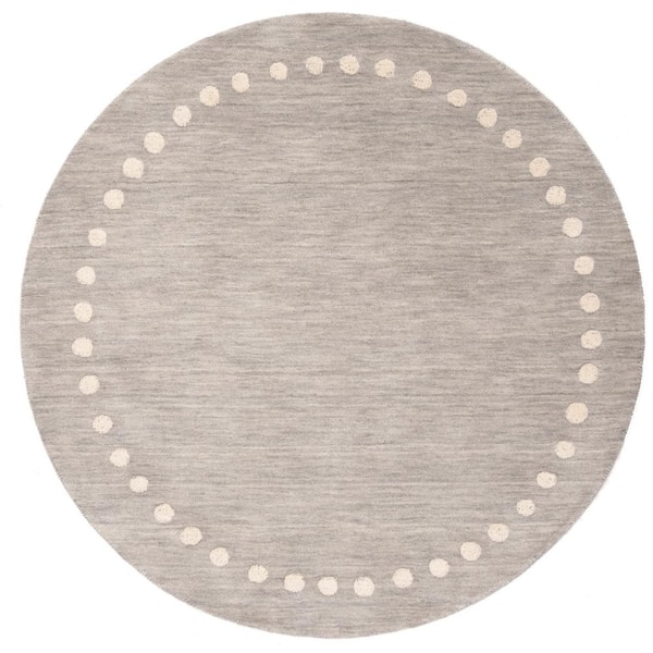 Kids 7 ft. x 7 ft. Round Gray Polka Dot Area Rug