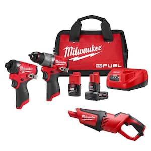 M12 FUEL 12-Volt Lithium-Ion Brushless Cordless Hammer Drill and Impact Driver Combo Kit with Compact Vacuum
