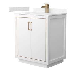 Icon 30 in. W x 22 in. D x 35 in. H Single Bath Vanity in White with Carrara Cultured Marble Top