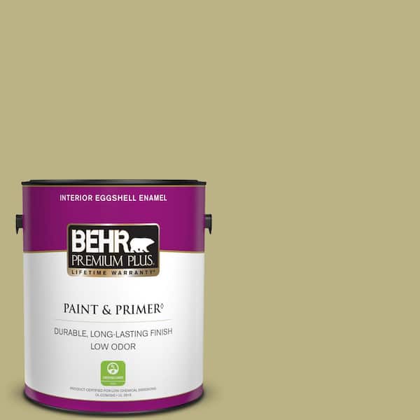 BEHR PREMIUM PLUS 1 gal. #390F-5 Ryegrass Eggshell Enamel Low Odor Interior Paint & Primer