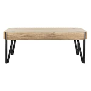 Liann 44 in. Brown/Black Large Rectangle Wood Coffee Table with Adjustable Height