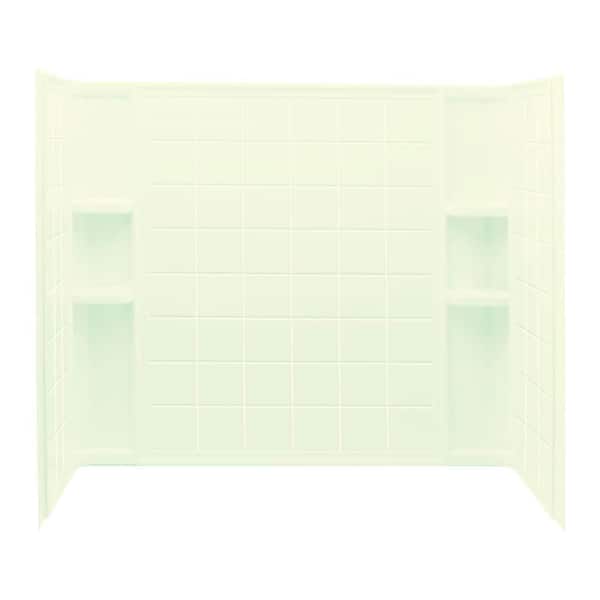 STERLING Ensemble Tile 33-1/4 in. x 60 in. x 55-1/4 in. 3-piece Direct-to-Stud Tub and Shower Wall Set in Biscuit