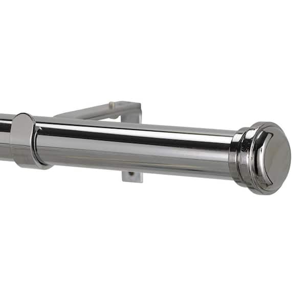 Art Decor 48 in. Non-Adjustable 1-1/8 in. Single Window Curtain Rod Set in Chrome with Empire Finial