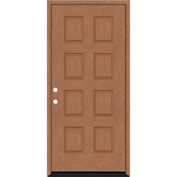 Steves & Sons Regency 32 in. x 80 in. 8-Panel RHIS Autumn Wheat Stain Mahogany Fiberglass Prehung Front Door