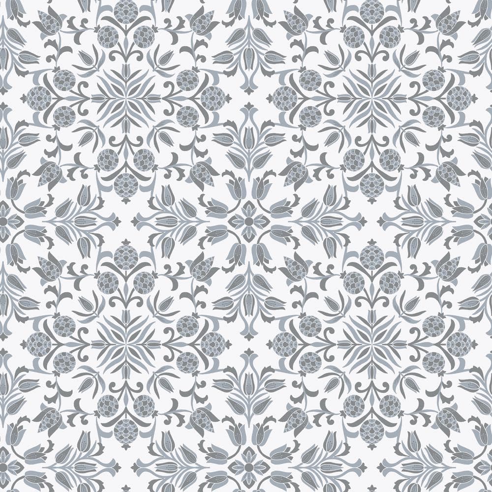 Tempaper Ornamental Tile Sterling Grey Removable Peel and Stick Vinyl ...