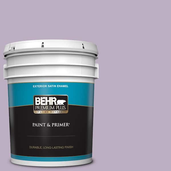 BEHR PREMIUM PLUS 5 gal. #S100-3 Courtly Purple Satin Enamel Exterior Paint & Primer