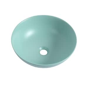 16.1 in. x 16.1 in. Light Green Ceramic Round Bathroom Above Counter Vessel Sink