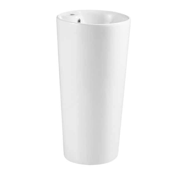 16 in. W x 32.5 in. D Round Pedestal Combo Bathroom Sink In White