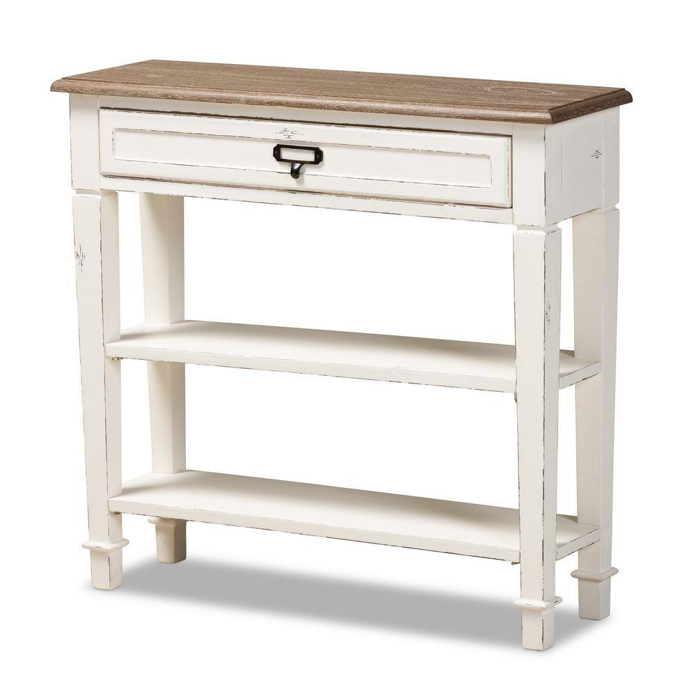 Baxton Studio Dauphine 32 in. White Rectangle Wood Console Table