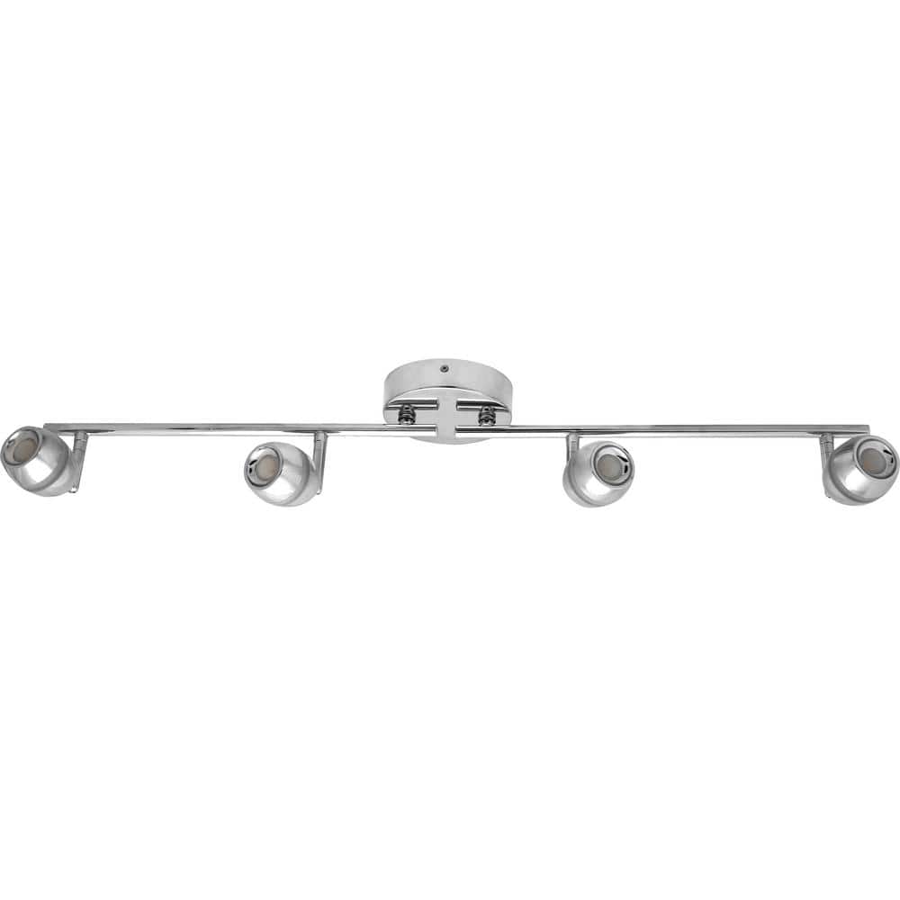 Sunlite 2.6 ft. Chrome Integrated LED Ceiling Mounted Hardwired Track Lighting Kit with Round
