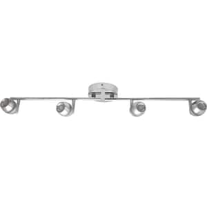 2.6 ft. Chrome Integrated LED Ceiling Mounted Hardwired Track Lighting Kit with Round Chrome Head