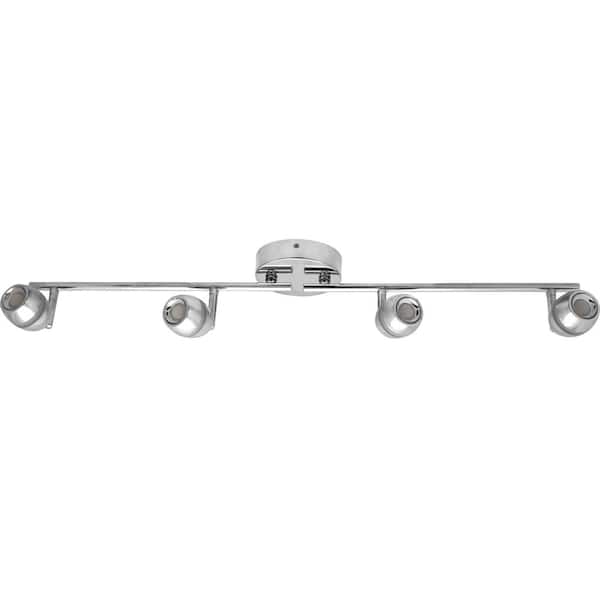 Sunlite 2.6 ft. Chrome Integrated LED Ceiling Mounted Hardwired Track Lighting Kit with Round Chrome Head