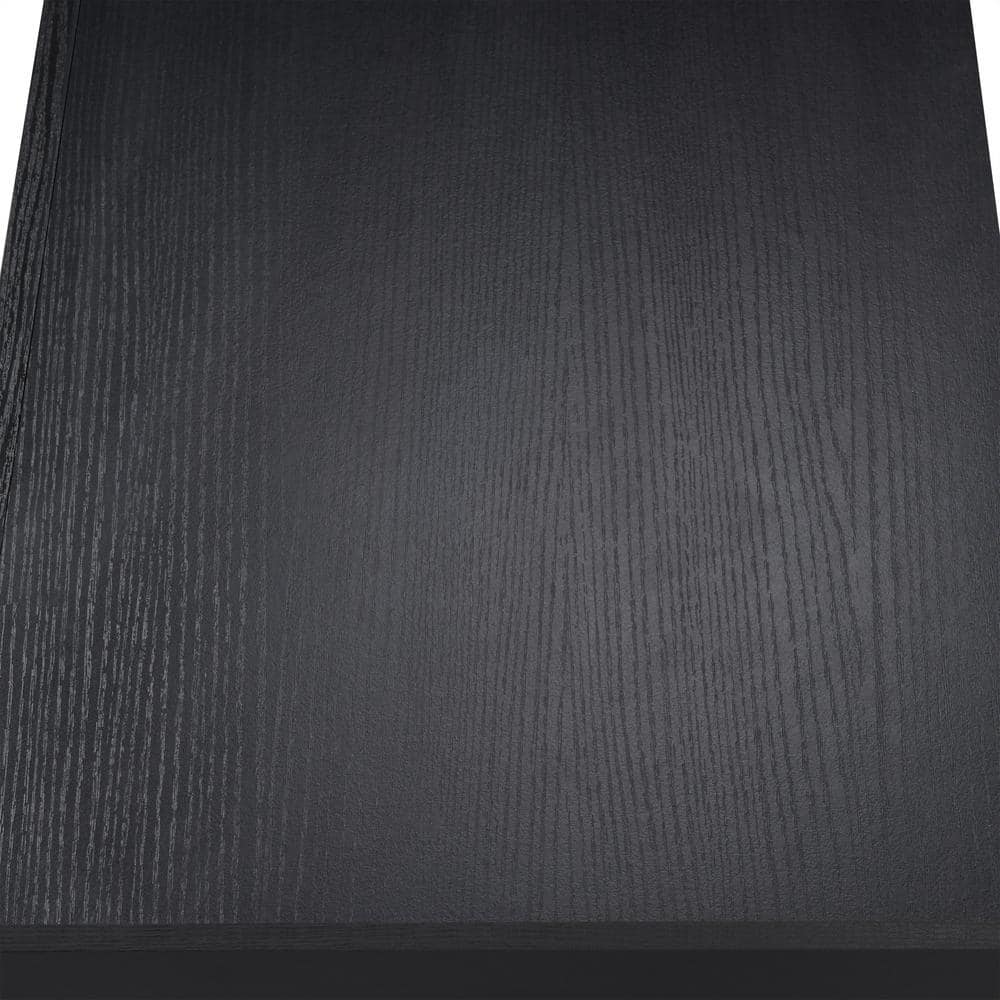 Black Veneer Double Pedestal TV Stand with Cabinet