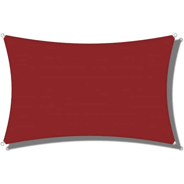 Yangming 13 ft. x 10 ft. Red Rectangular Heavy Weight Sun Shade Sails Canopy UV Block for Patio Garden Outdoor Activities