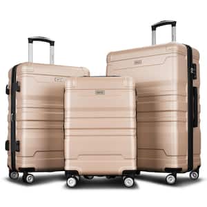 Champagne Lightweight 3-Piece Expandable ABS Hardshell Spinner Luggage Set with TSA Lock