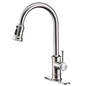 Single Handle Pull Down Sprayer Kitchen Faucet with Pull Out Spray Wand High Arc Stainless Steel in Brushed Nickel