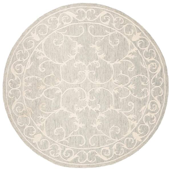 Safavieh Micro-Loop Collection MLP507F Handmade Country Cottage Premium Wool Area Rug 5' x 5' Round Light Grey Ivory Safavieh Micro-Loop Collection MLP507F Handmade Country Cottage Premium Wool Area Rug 5' x 5' Round Light Grey Ivory