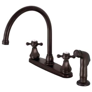 Metropolitan Double Handle Deck Mount Standard Kitchen Faucet with Sprayer in Oil Rubbed Bronze