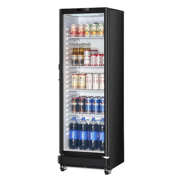Commercial Refrigerator 8.1 cu.ft Glass Door Display 21.6 in.W Upright Beverage Cooler w/ 4 Shelves and LED Light Black